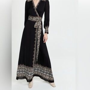 Veronica Beard Black and Cream Long Sleeve Dress